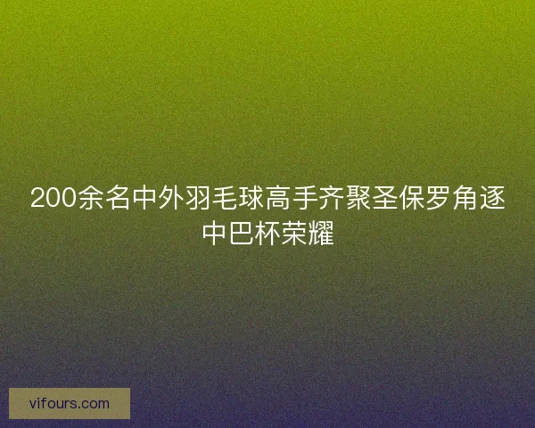 200余名中外羽毛球高手齐聚圣保罗角逐中巴杯荣耀