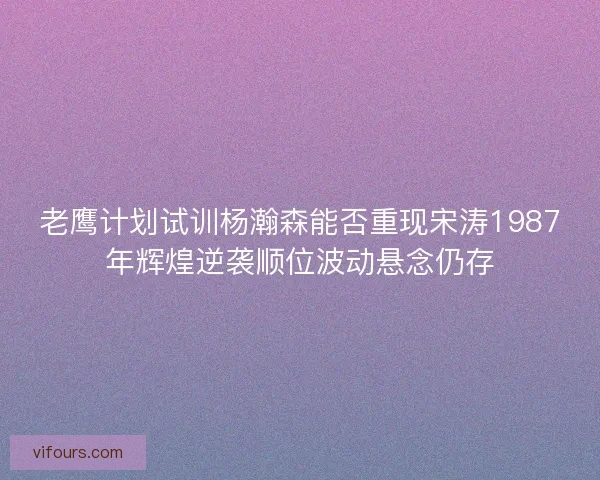 老鹰计划试训杨瀚森能否重现宋涛1987年辉煌逆袭顺位波动悬念仍存 老鹰计划试训杨瀚森能否重现宋涛1987年辉煌逆袭顺位波动悬念仍存